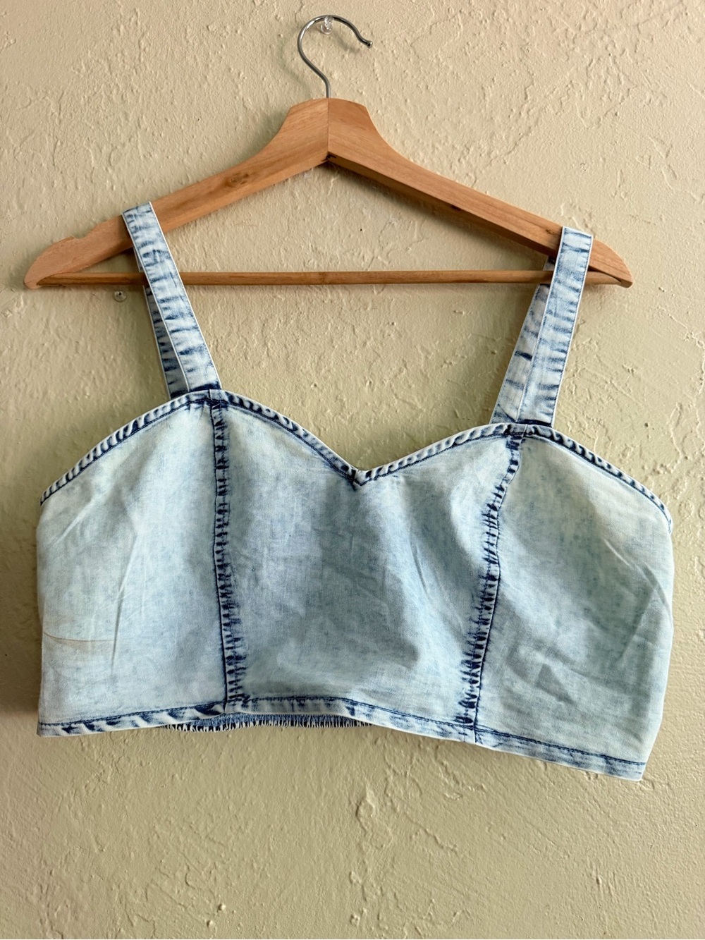Light Wash Denim Bustier Crop Top - Women's